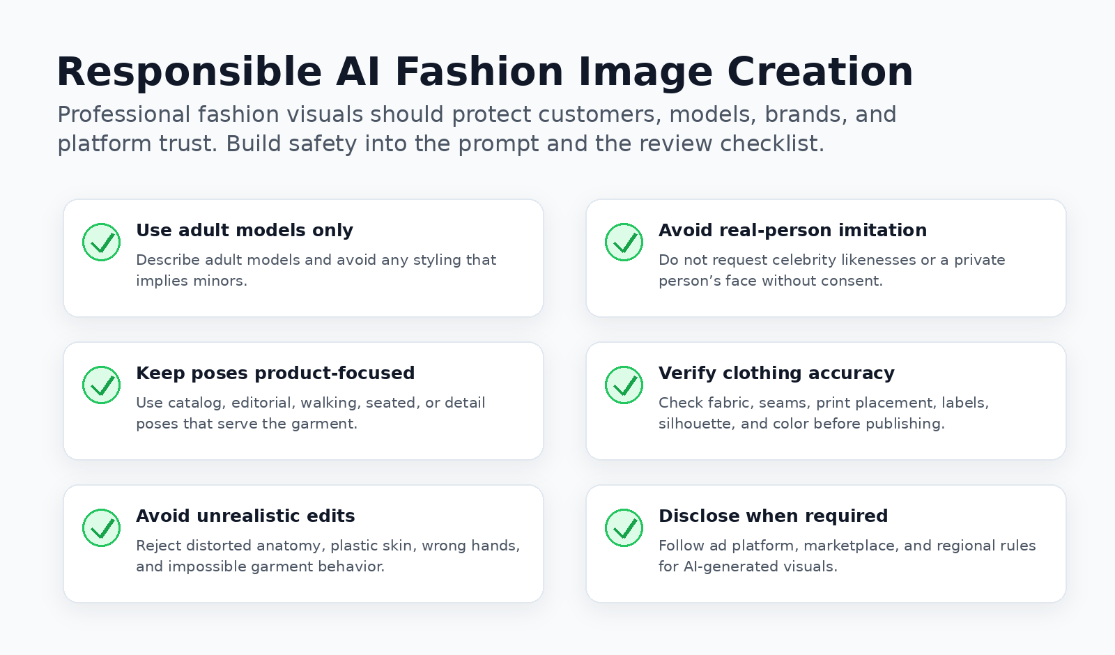 Responsible AI fashion image workflow for brand safety and compliance