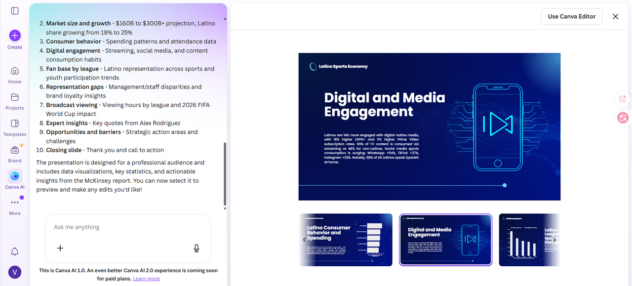 Canva Magic Design assembling a deck from its template library