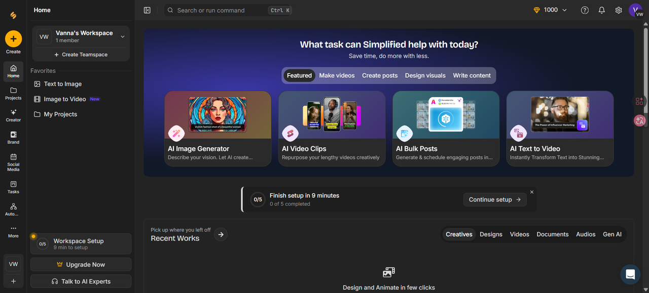 Simplified all-in-one suite with presentations, blog posts and social