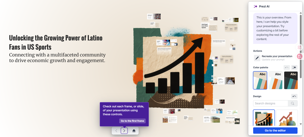 Prezi zooming canvas non-linear presentation