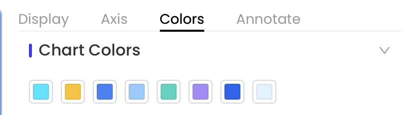 PopAi Edit Chart Colors tab: series colors can be adjusted independently. This screenshot does not prove centralized brand enforcement.