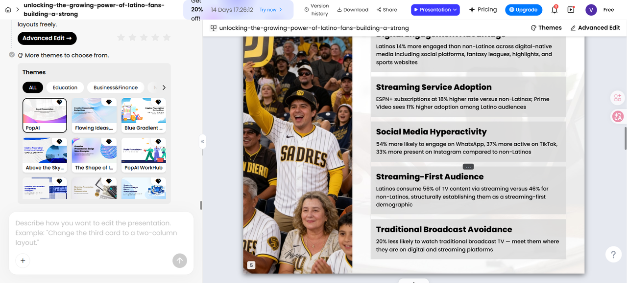 PopAi turns a long-form PDF into a structured slide deck