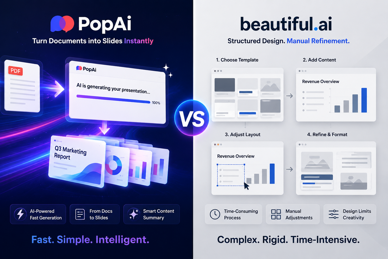 PopAi vs Beautiful.ai AI presentation maker comparison