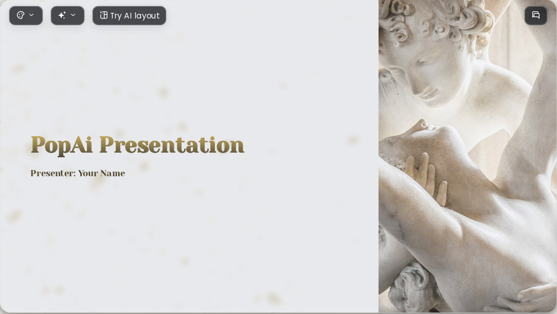 Artistic gold AI Presentation Template for Artwork Showcase 2026