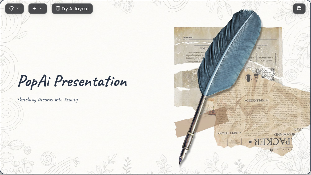 Creative Journey AI Presentation Template for Portfolio Showcase 2026