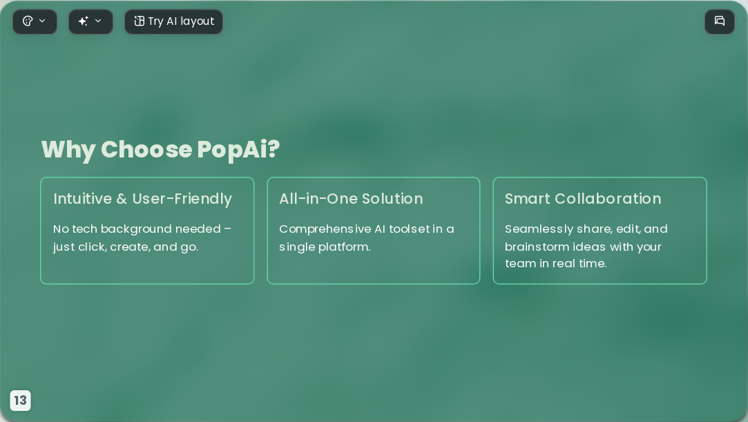 Ocean Green AI Presentation Template for Design Showcase 2026 - Slide 13