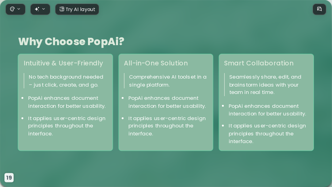 Ocean Green AI Presentation Template for Design Showcase 2026 - Slide 19