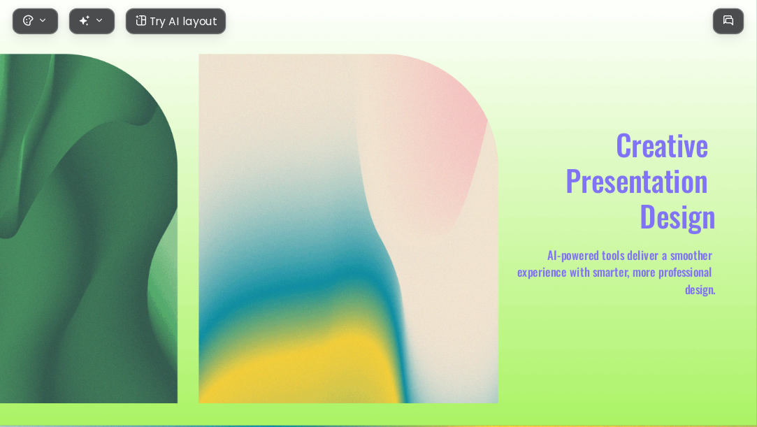 green gradient AI Presentation Template for Portfolio Showcase 2026