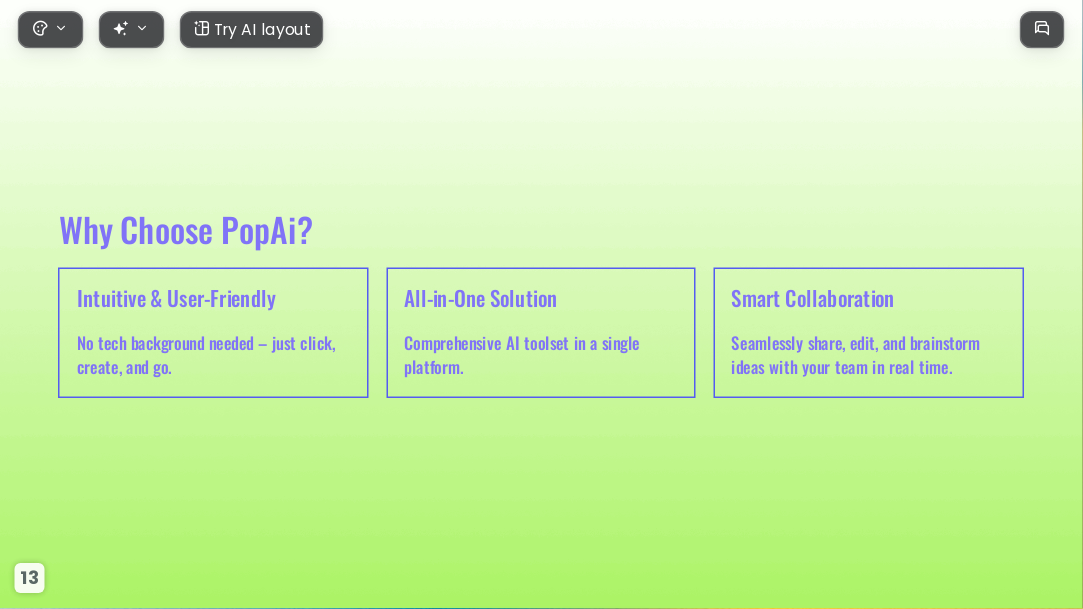 green gradient AI Presentation Template for Portfolio Showcase 2026 - Slide 13