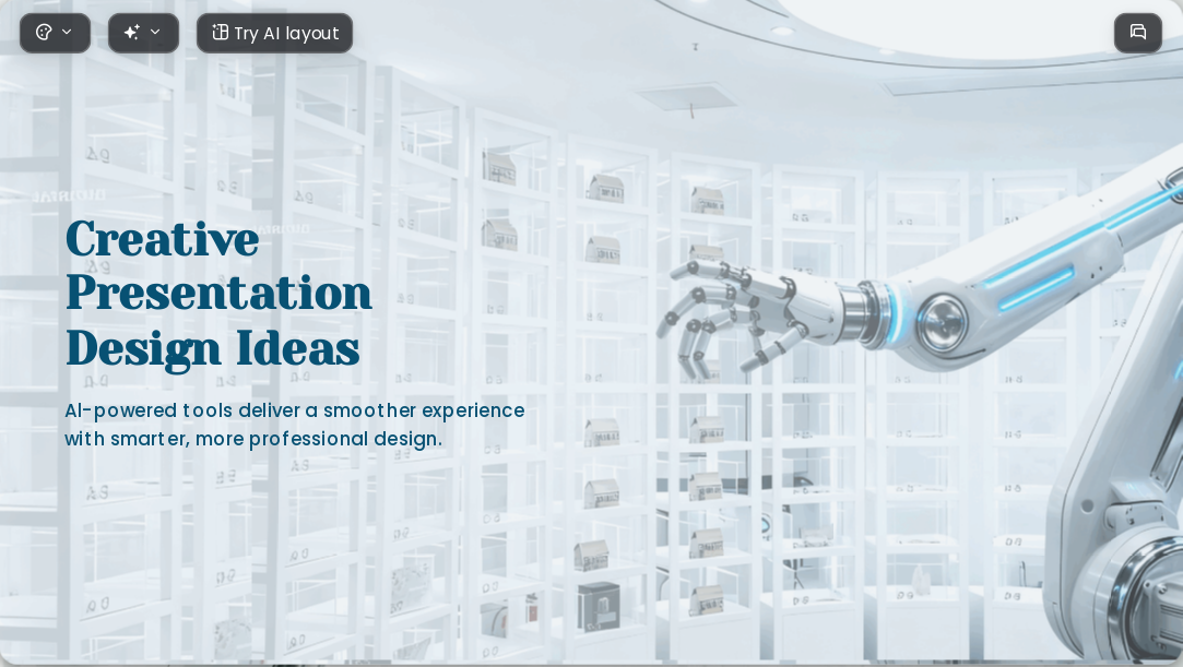 Blue Technology AI Presentation Template for Design Showcase 2026