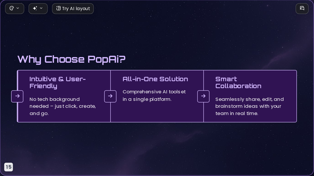Future Starry Space AI Presentation Template for Design Showcase 2026 - Slide 15
