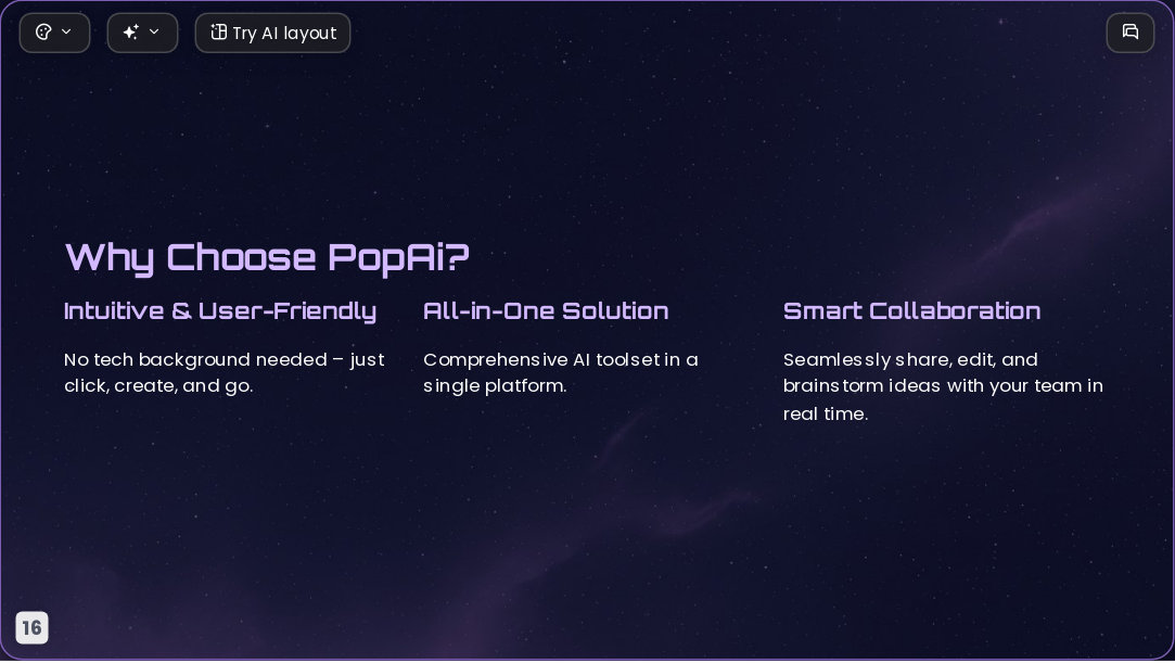 Future Starry Space AI Presentation Template for Design Showcase 2026 - Slide 16