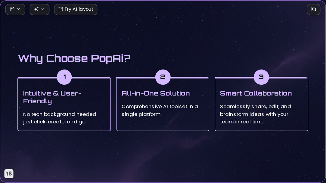 Future Starry Space AI Presentation Template for Design Showcase 2026 - Slide 18