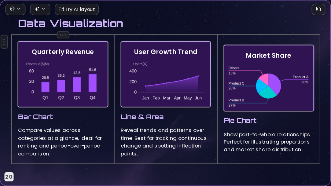 Future Starry Space AI Presentation Template for Design Showcase 2026 - Slide 20