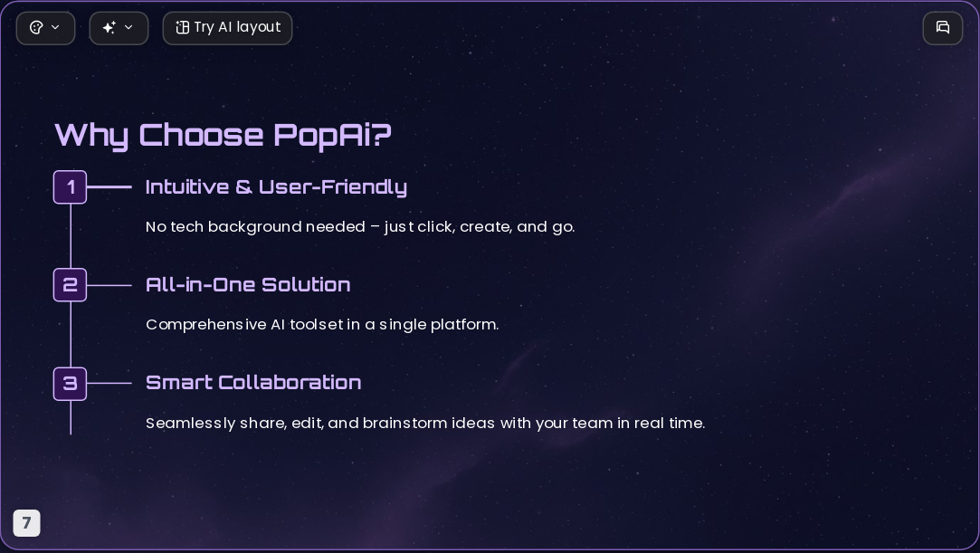 Future Starry Space AI Presentation Template for Design Showcase 2026 - Slide 7