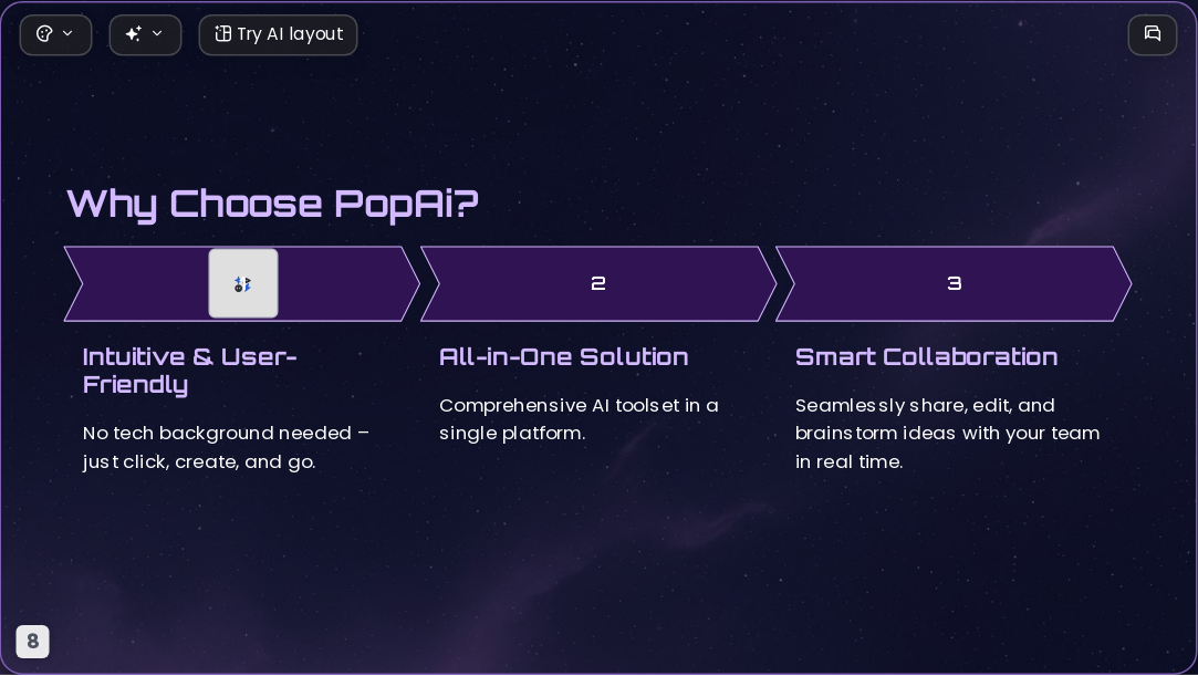Future Starry Space AI Presentation Template for Design Showcase 2026 - Slide 8