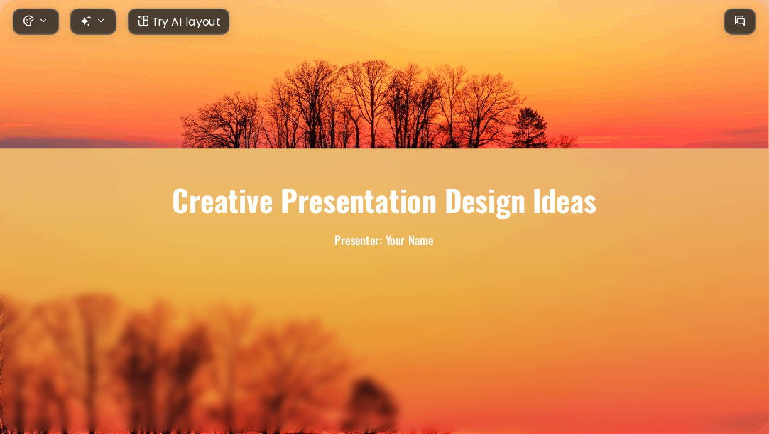 Orange gradient sunset AI Presentation Template for Artwork Showcase 2026