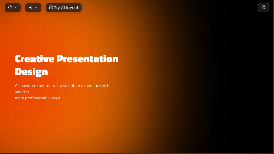 Orange-black gradient AI Presentation Template for Portfolio Showcase 2026