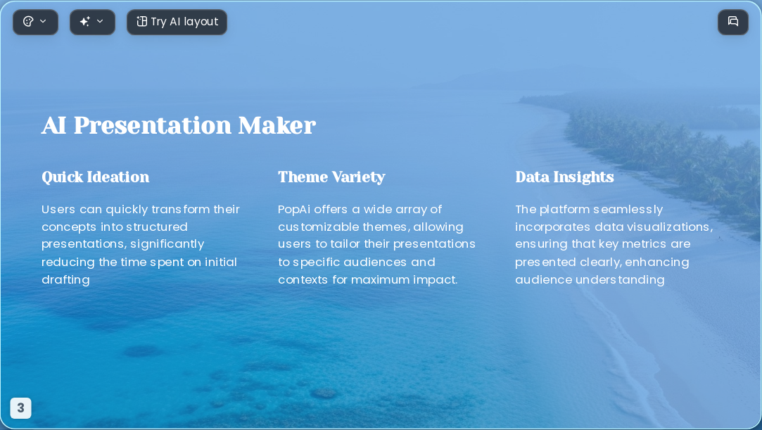 Travel Paradise AI Presentation Template for Design Showcase 2026 - Slide 3