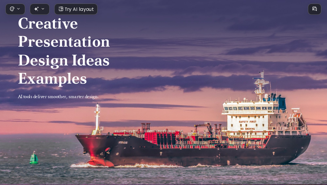 Ocean Voyage AI Presentation Template for Design Showcase 2026