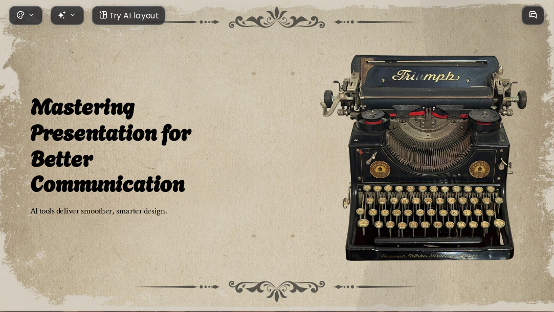 Typewriter Memories AI Presentation Template for Artwork Showcase 2026