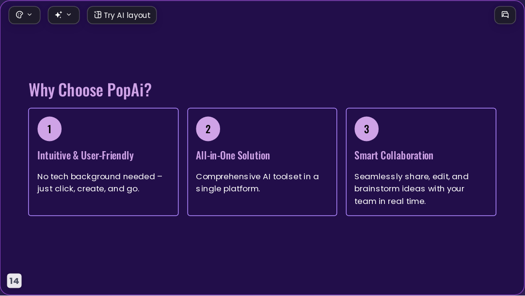 Popai Purple AI Presentation Template for Portfolio Showcase 2026 - Slide 14