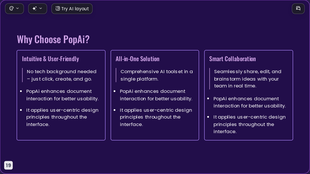 Popai Purple AI Presentation Template for Portfolio Showcase 2026 - Slide 19