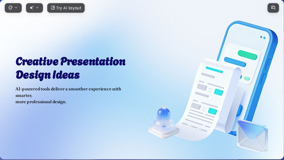 3D Gradient Model AI Presentation Template for Design Showcase 2026