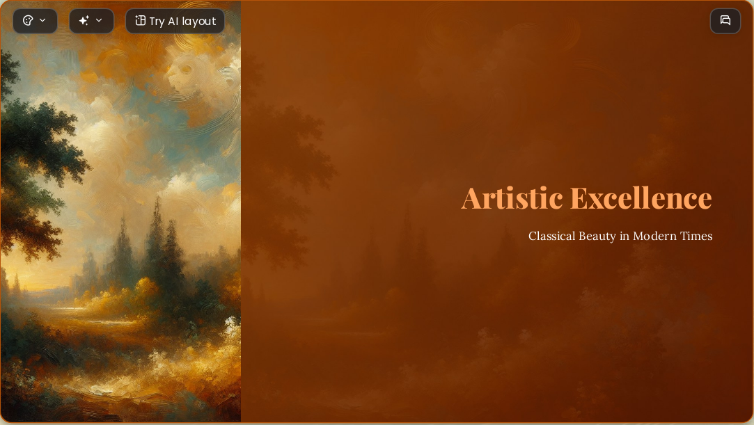 Classical Art AI Presentation Template for Portfolio Showcase 2026 - Slide 1