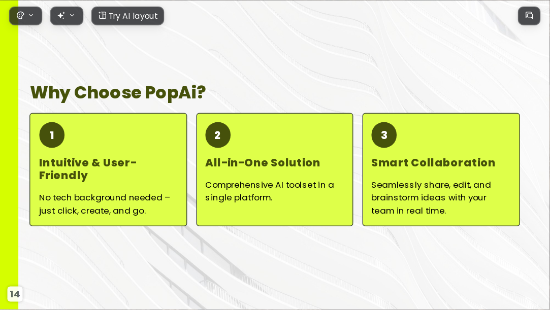 The Business Plan AI Presentation Template for Design Showcase 2026 - Slide 14