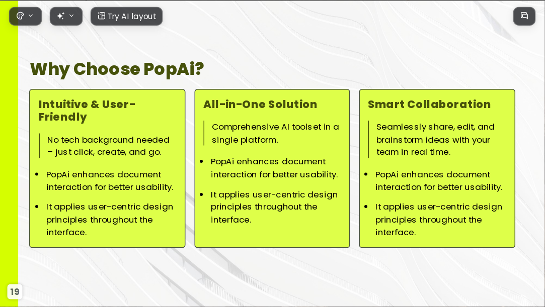 The Business Plan AI Presentation Template for Design Showcase 2026 - Slide 19