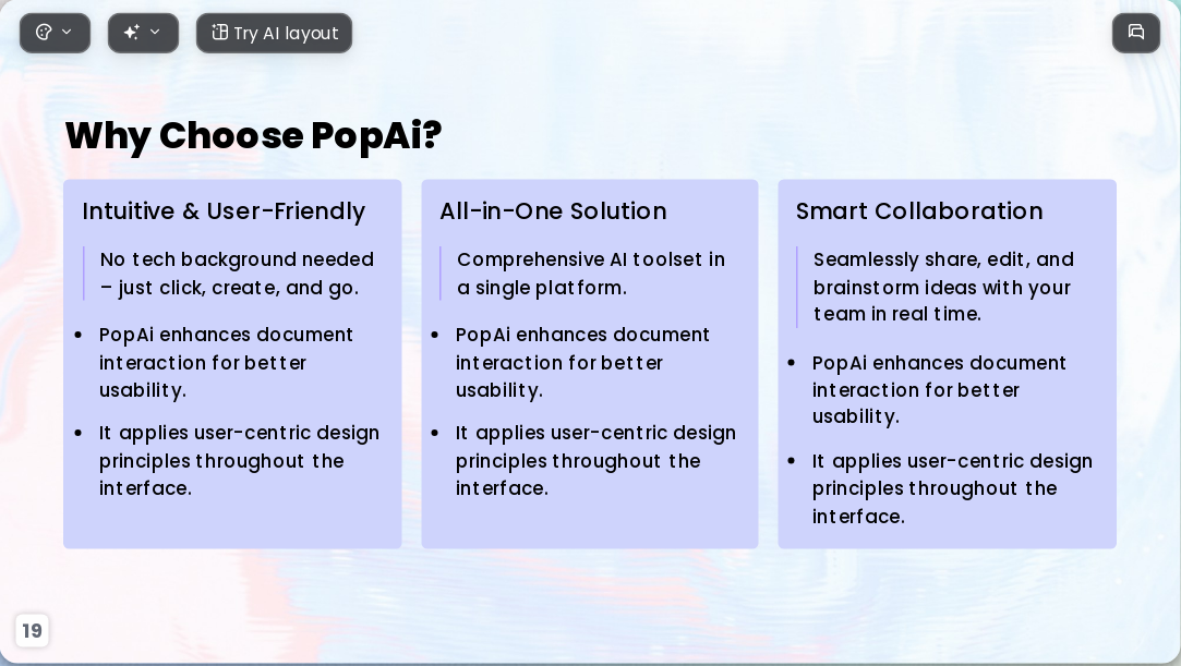 Diffuse Texture Gradient AI Presentation Template for Academic Report 2026 - Slide 19
