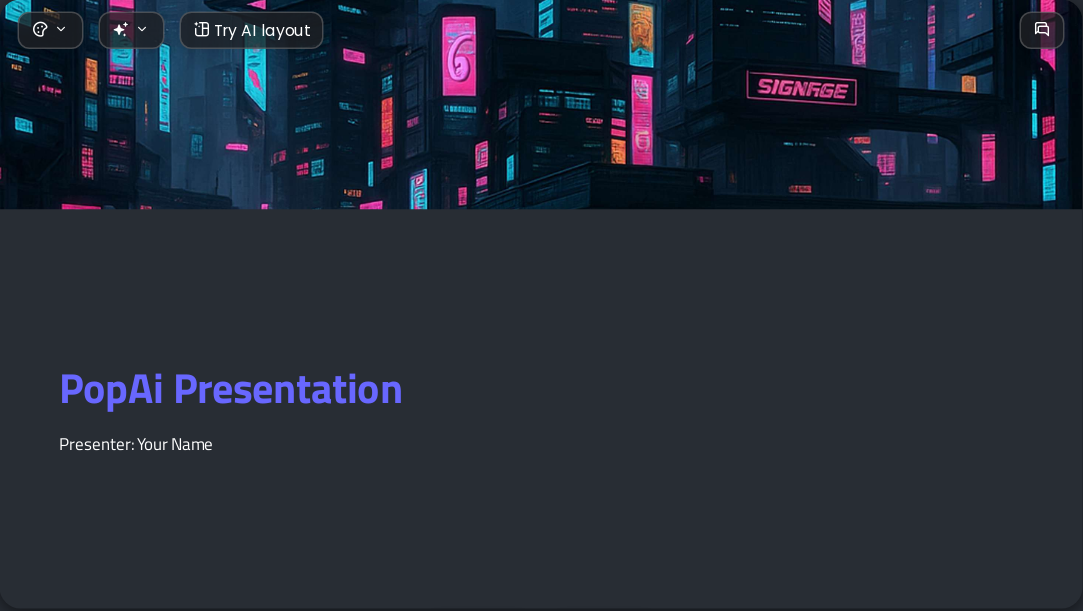 Futuristic City AI Presentation Template for Artwork Showcase 2026