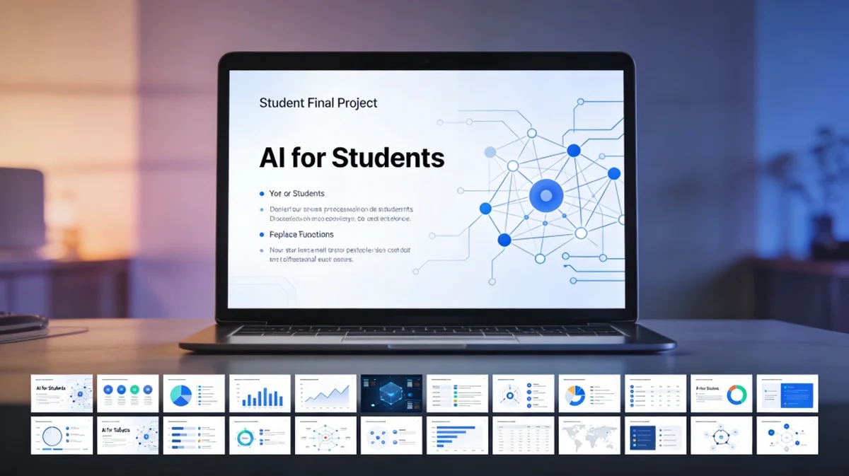 Close up of AI interface generating presentation slides from a text prompt