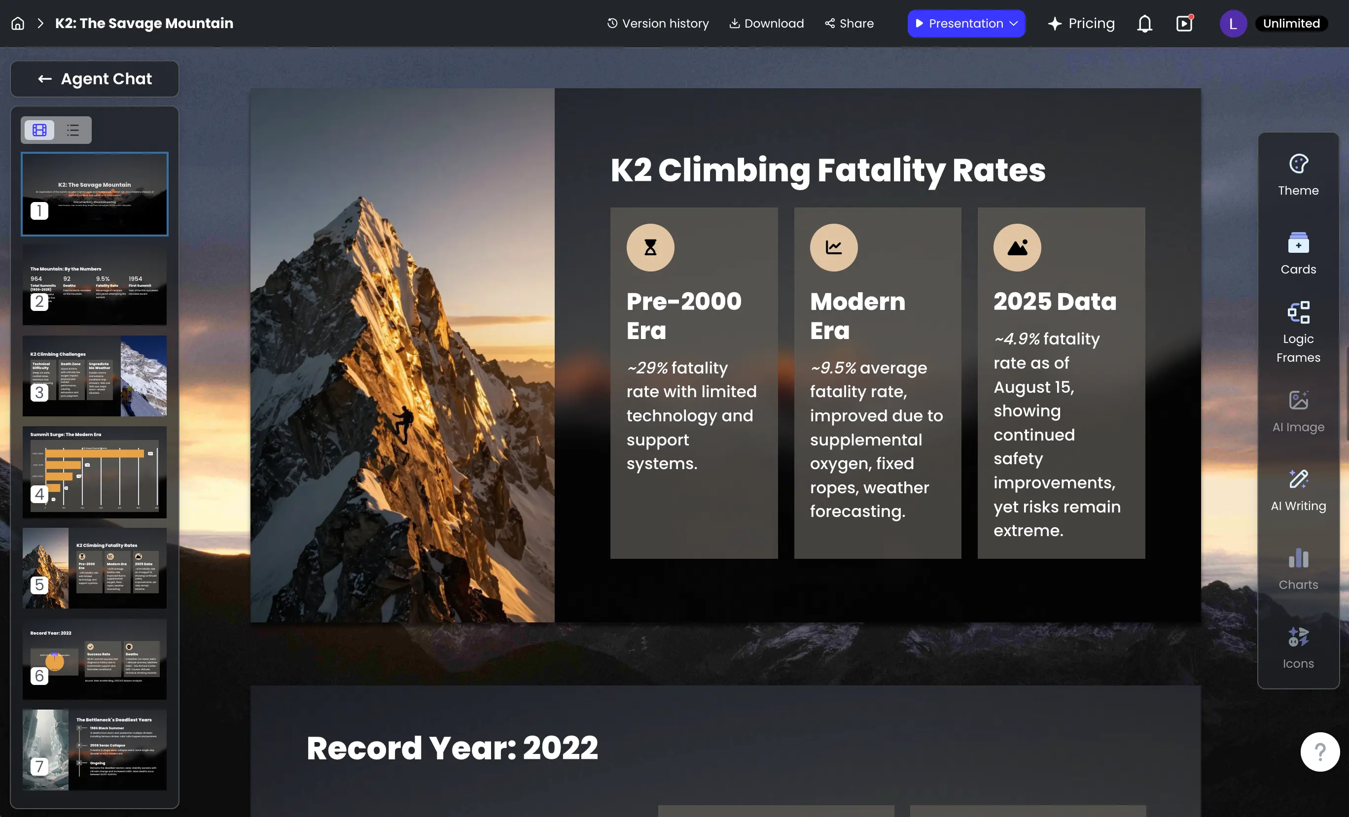 PopAi presentation editor and export controls